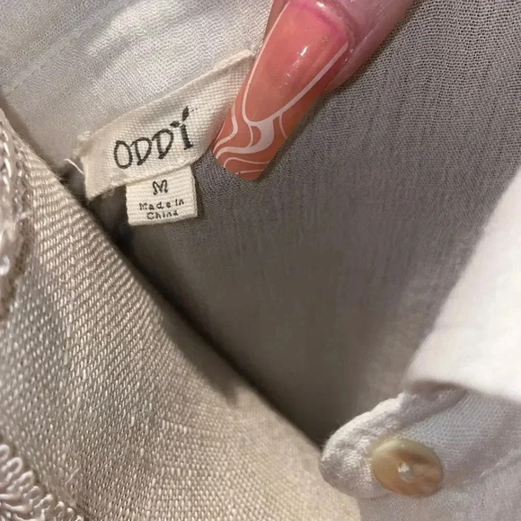 LONG BREAK AWAY BUTTON DOWN TOP WITH POCKETS BLUE DENIM/WHITE RAYON SIZE MEDIUM - Picture 7 of 15